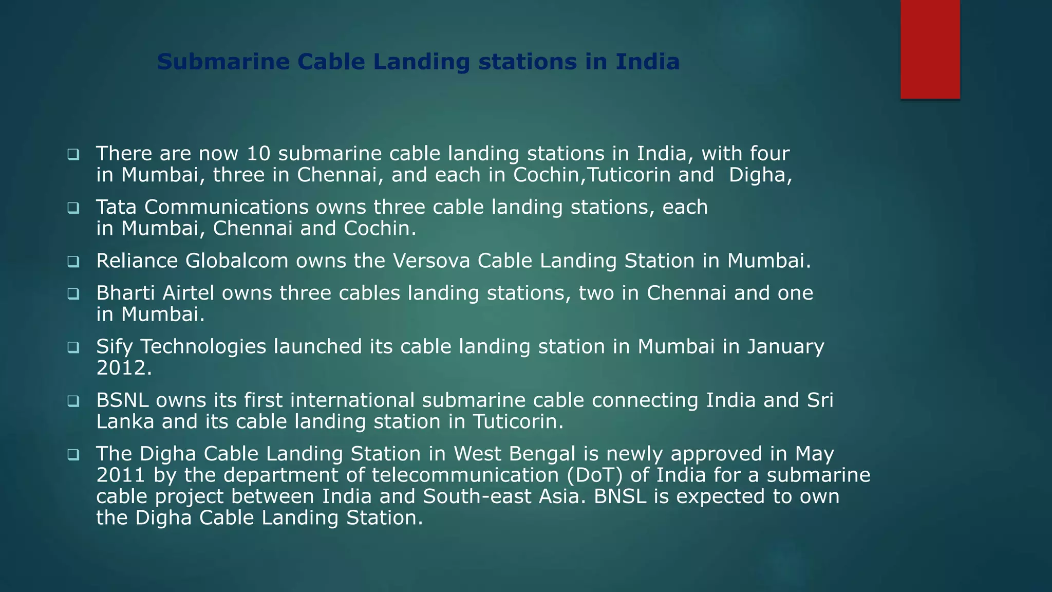 Presentation indian submarine Cable network | PPT