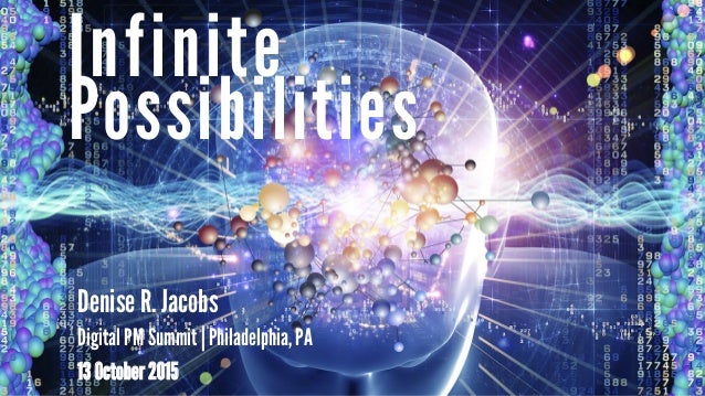 Possibilities
Infinite
Denise R. Jacobs
Digital PM Summit | Philadelphia, PA
13 October 2015
 