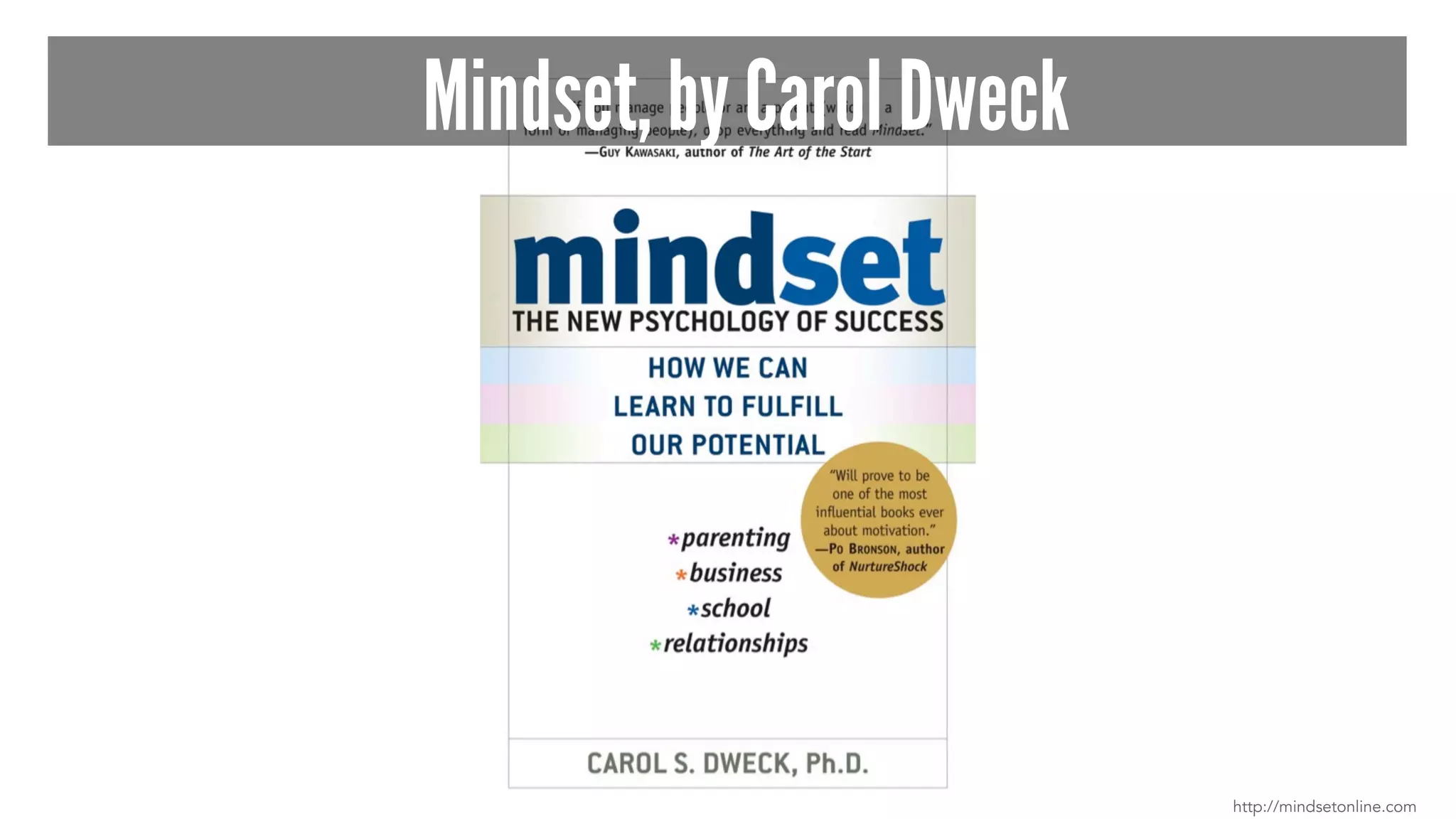 Mindset, by Carol Dweck
http://mindsetonline.com
 
