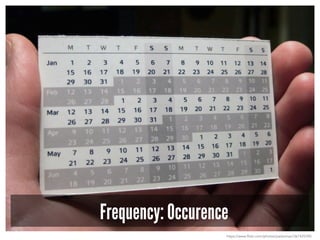 Frequency: Occurence
https://www.flickr.com/photos/joelanman/367425390
 