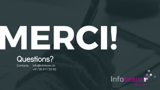 MERCI!Questions?
Contacts: info@infoteam.ch
+41 58 411 50 00
 