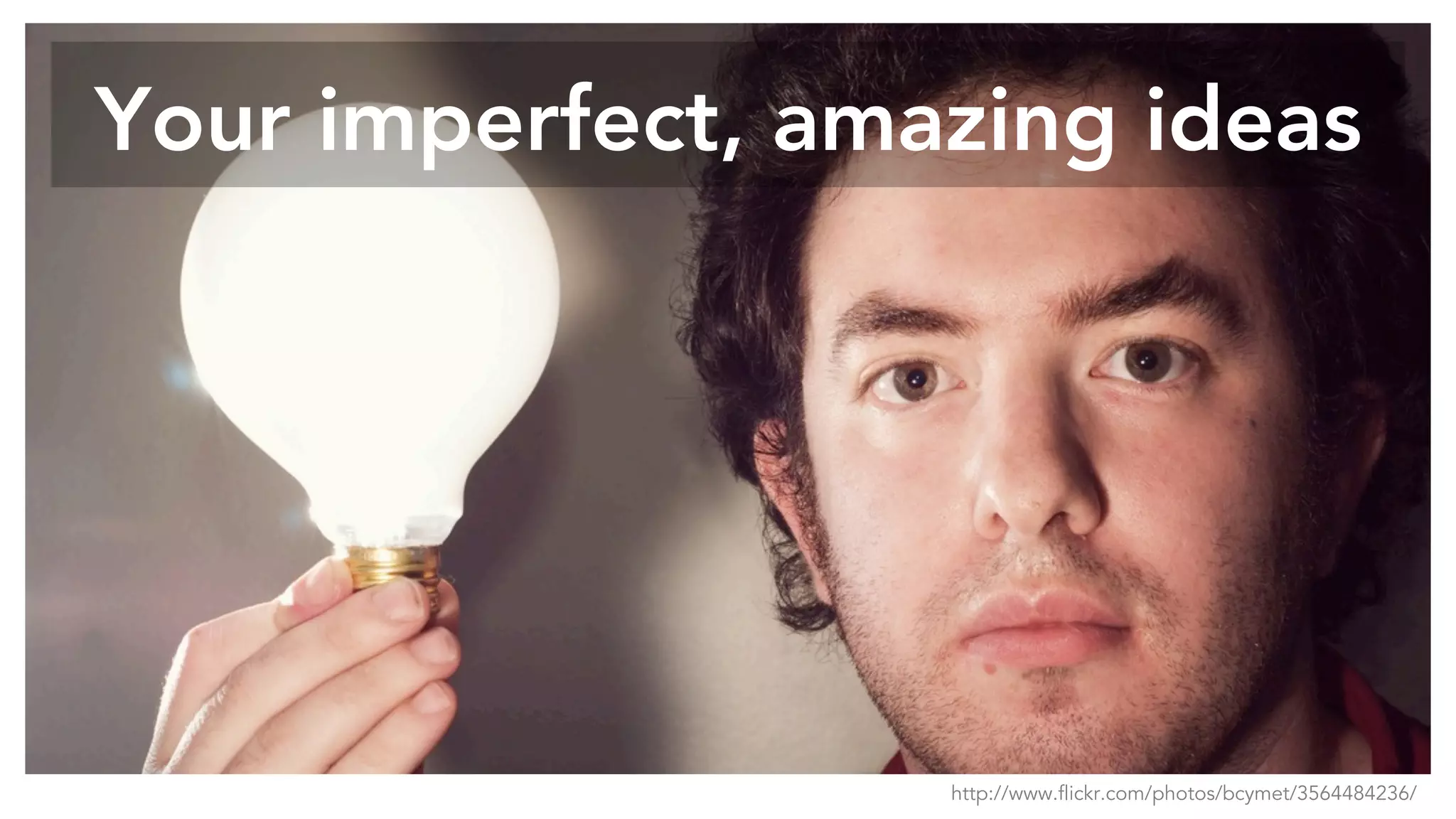 Your imperfect, amazing ideas
http://www.flickr.com/photos/bcymet/3564484236/
 