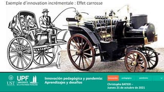 Exemple d’innovation incrémentale : Effet carrosse
Innovación pedagógica y pandemia:
Aprendizajes y desafíos Christophe BATIER
Jueves 21 de octubre de 2021
 