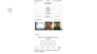 Onglet « Contenu » de la partie statistique d’un
compte Instagram
 
