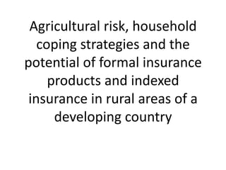 Insurance for the rural poor