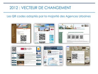 Les QR codes adoptés par la majorité des Agences Urbaines
2012 : VECTEUR DE CHANGEMENT
 