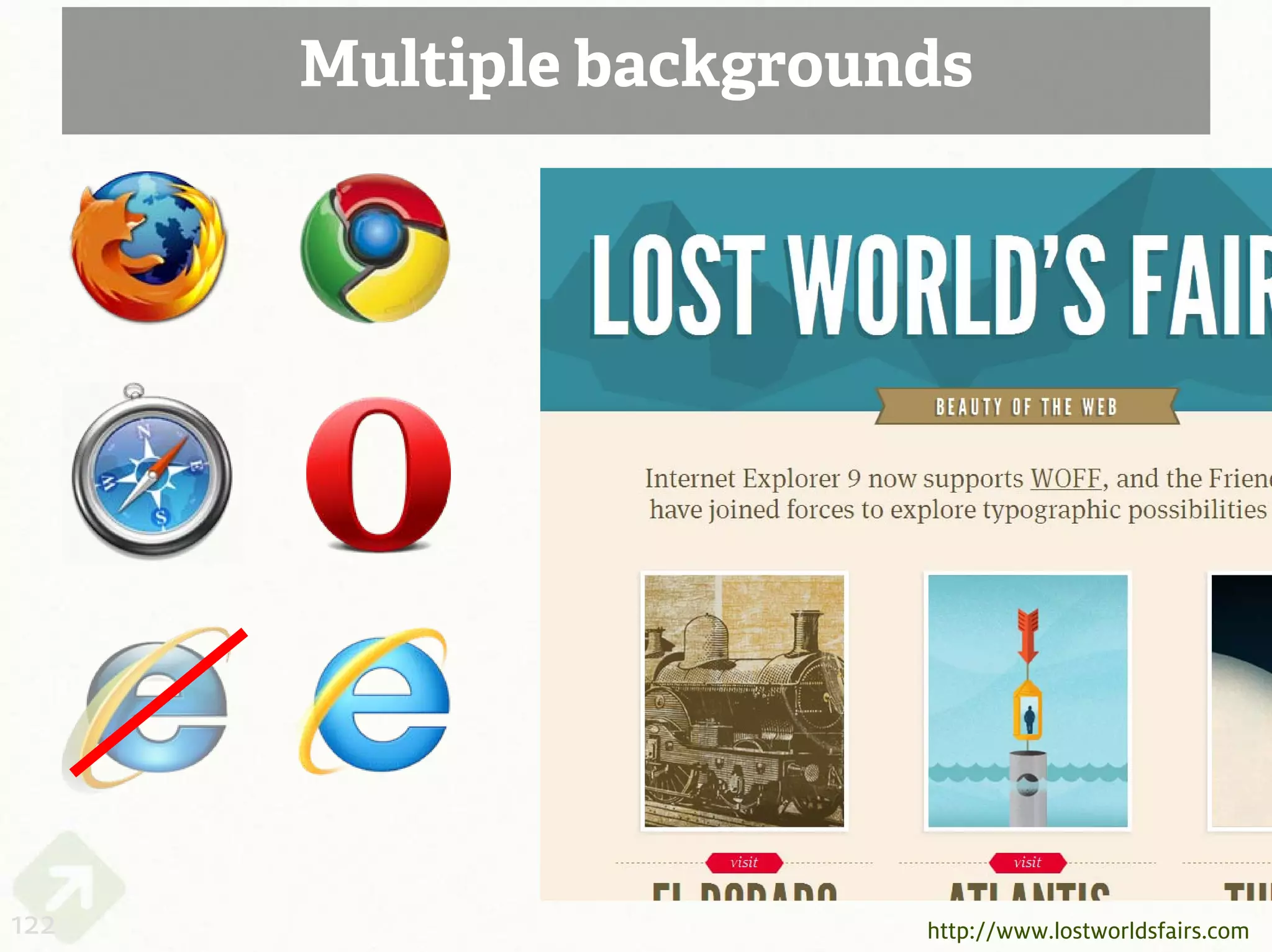 Multiple backgrounds




122                     http://www.lostworldsfairs.com
 