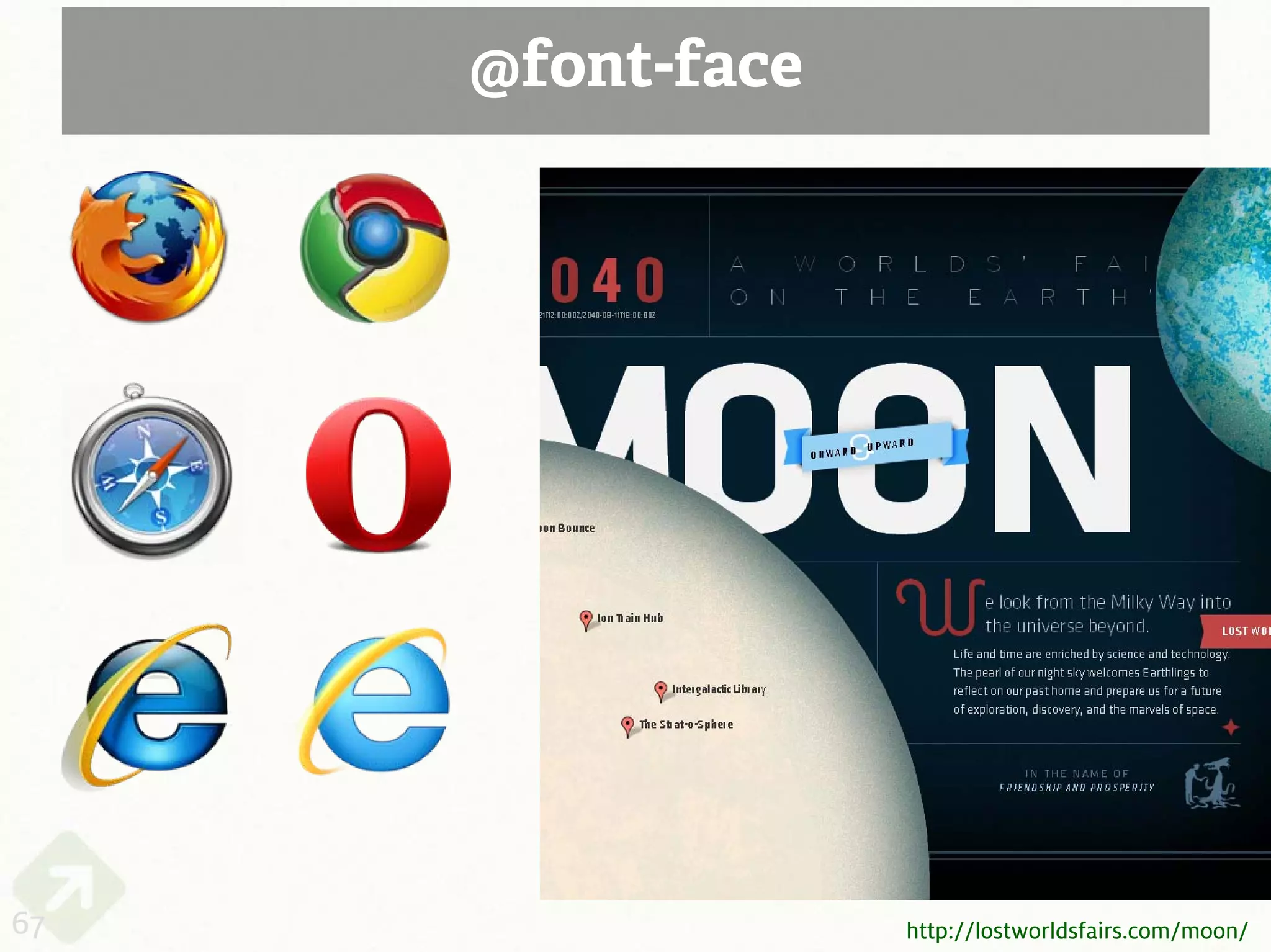 @font-face




67                http://lostworldsfairs.com/moon/
 