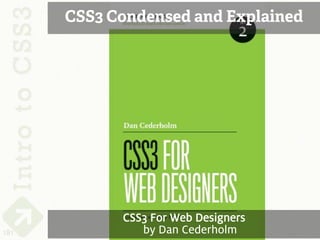 CSS3 Condensed and Explained




            CSS3 For Web Designers
181            by Dan Cederholm
 