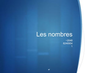 Les nombres
−2048
8246954
1

47

 