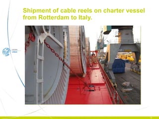 Shipment of cable reels on charter vessel from Rotterdam to Italy. 