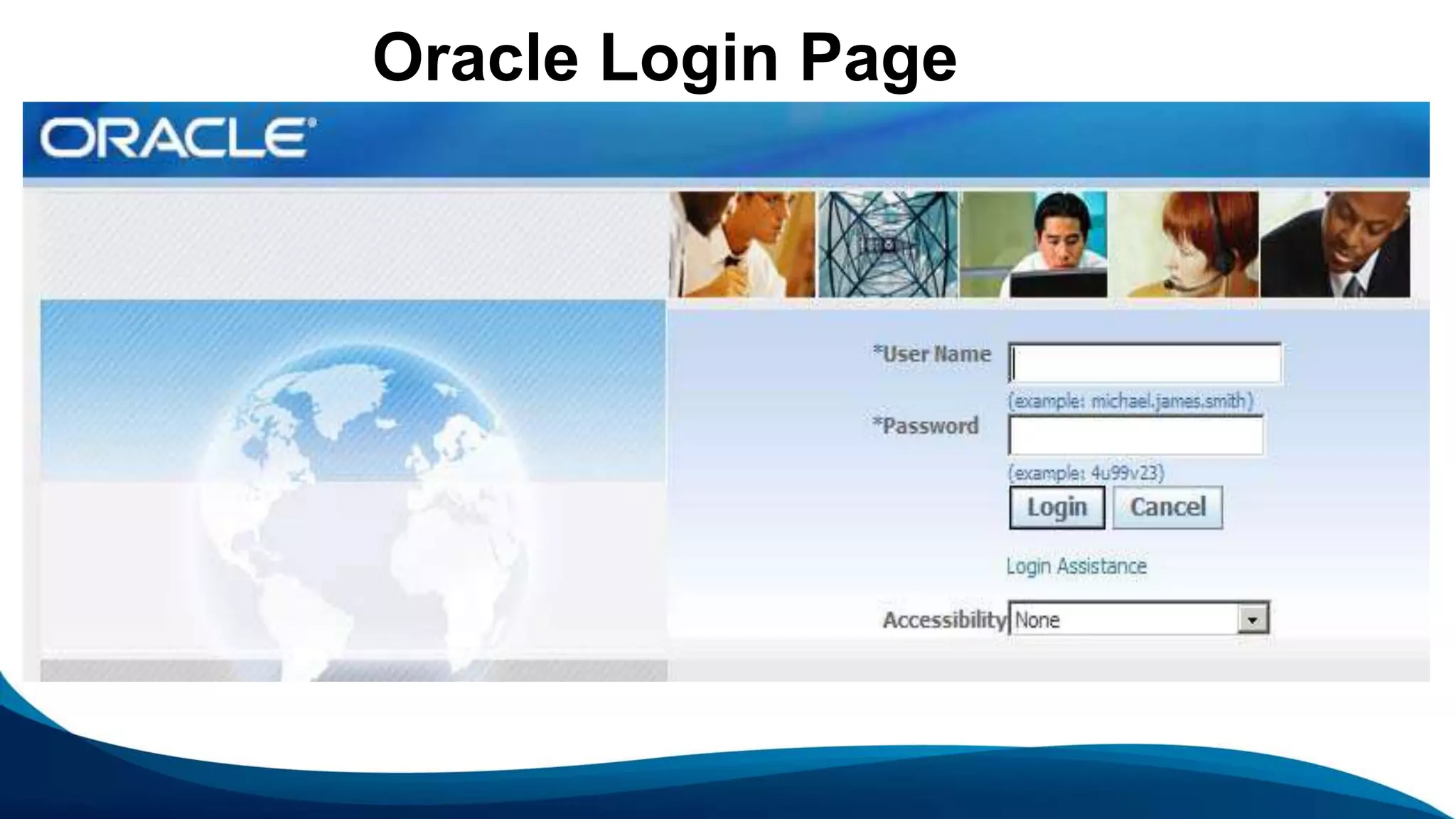 Oracle Login Page
 