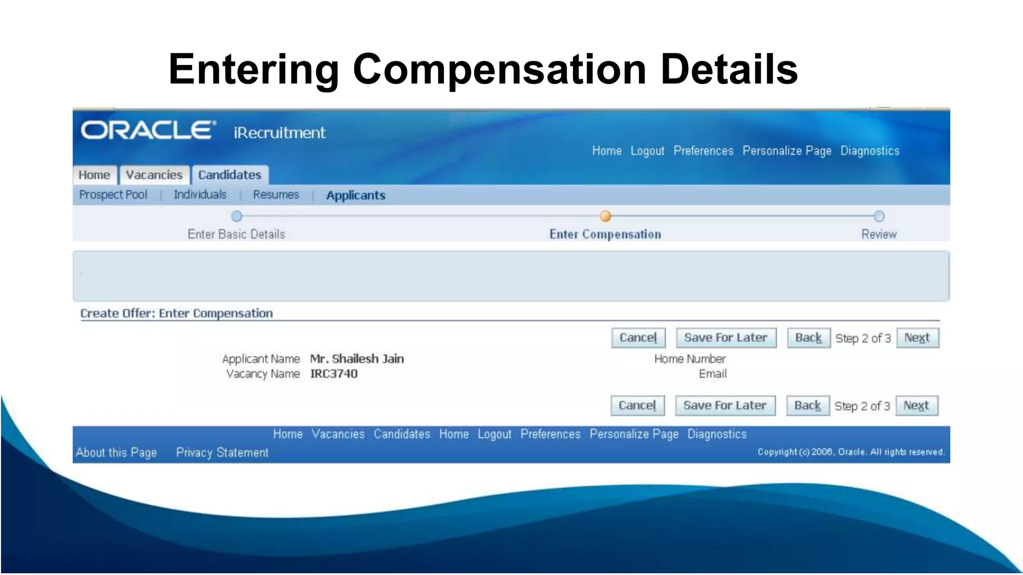 Entering Compensation Details
 