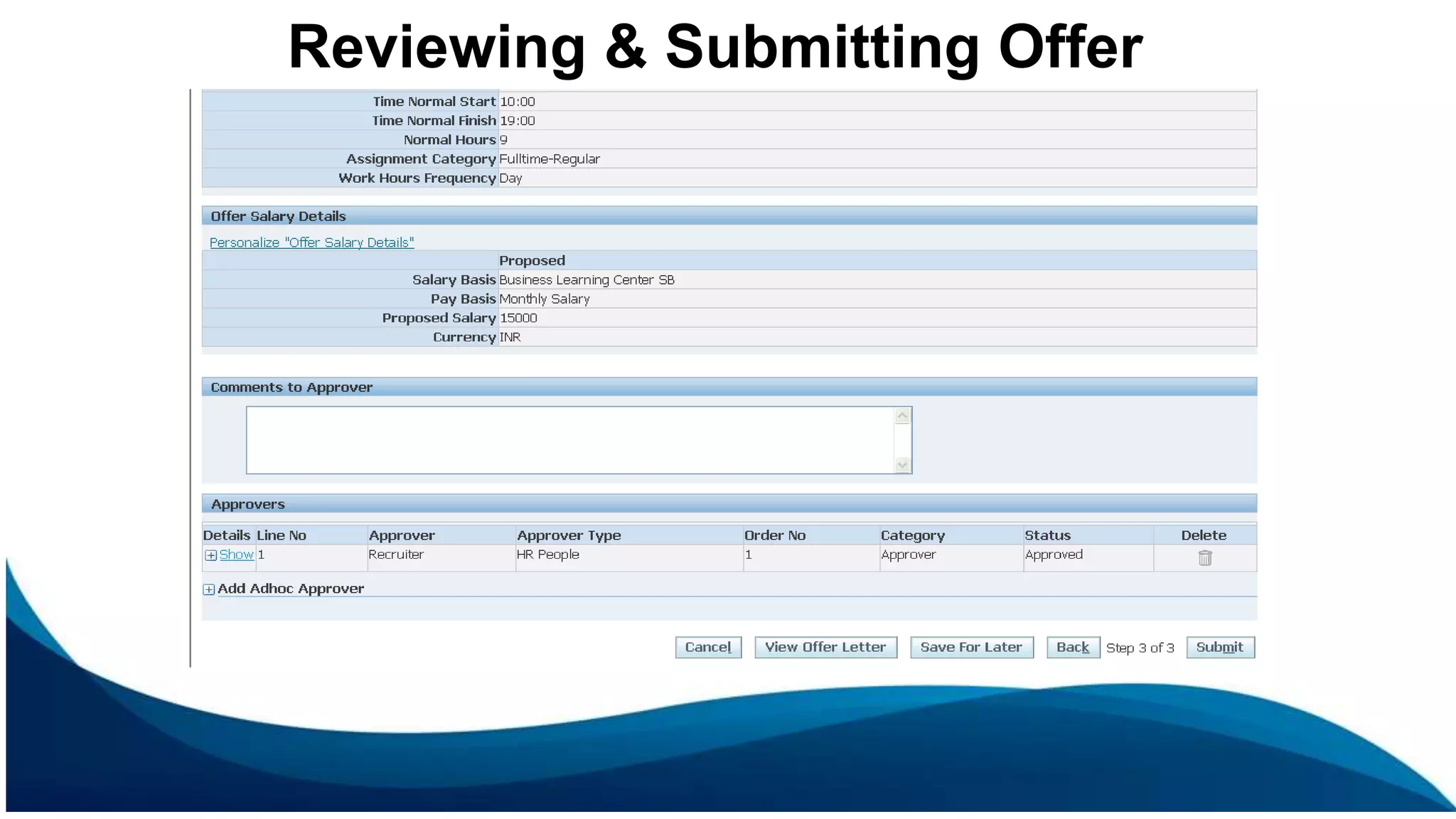 Reviewing & Submitting Offer
 