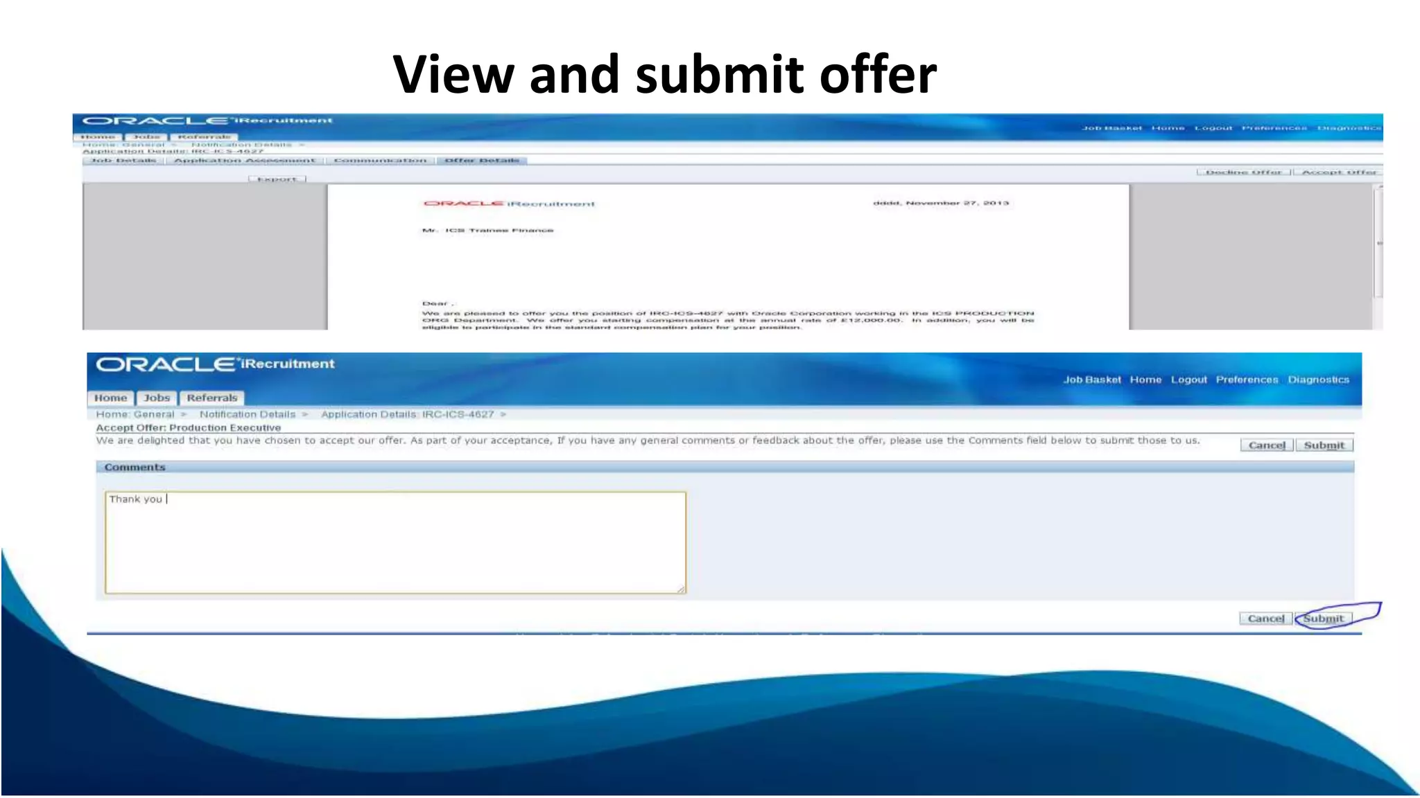 View and submit offer
 