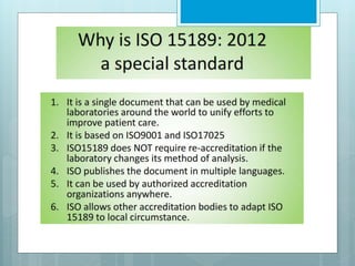 ISO 15189 MEDICAL LABORTORIES  REQUIRMENTS  FOR QUALITY AND  COMPETENCE