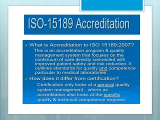 ISO 15189 MEDICAL LABORTORIES  REQUIRMENTS  FOR QUALITY AND  COMPETENCE