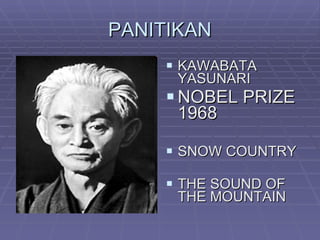 PANITIKAN KAWABATA  YASUNARI NOBEL PRIZE 1968 SNOW COUNTRY THE SOUND OF THE MOUNTAIN 