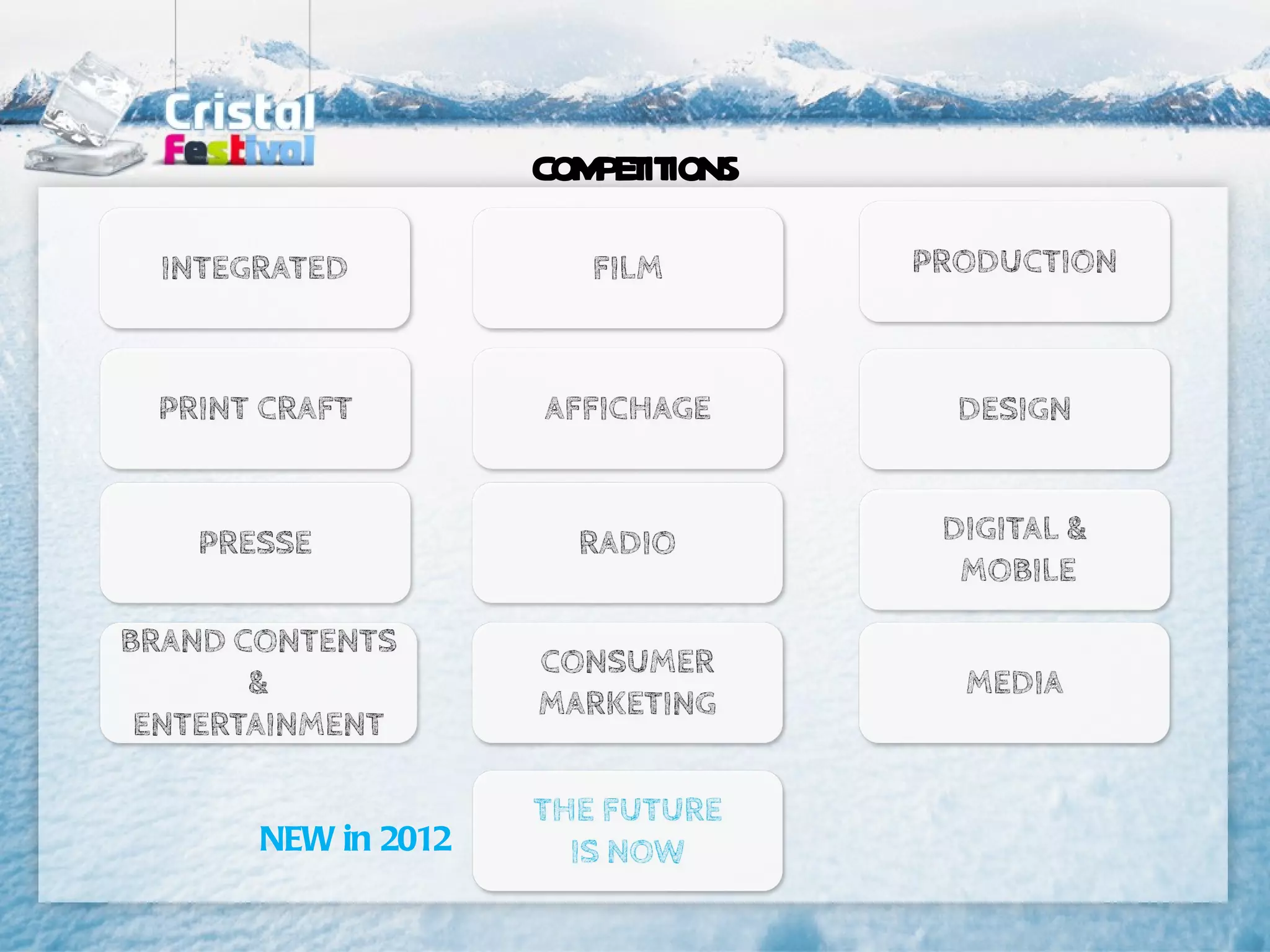 COM T IONS
                 PE IT




NEW in 2012
 