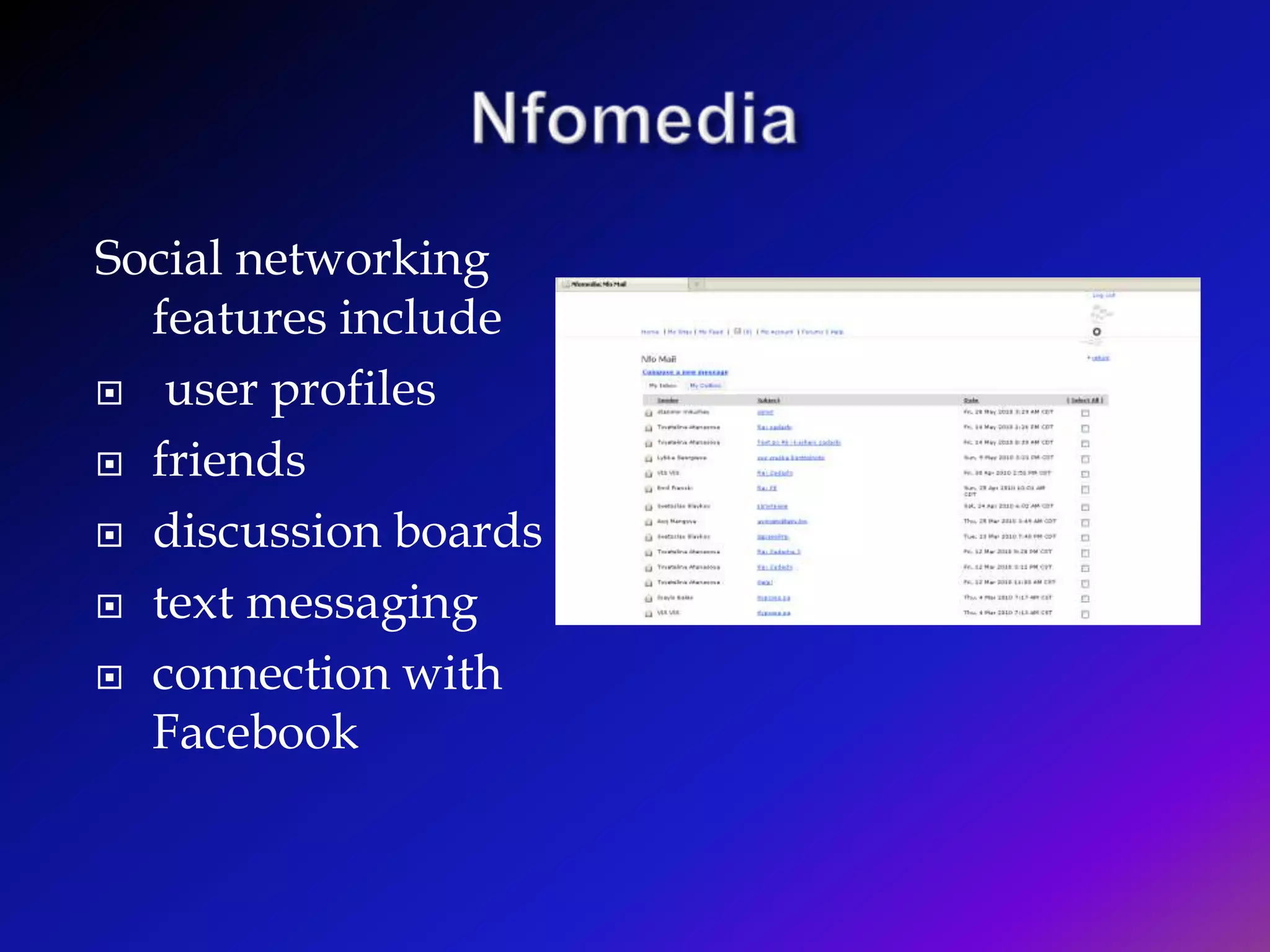  increase engagementLearning Management Systems and Web 2.0- free hosted- flexible -arrangement of activities- extendibility – services, widgets - openness- educational community formingMartin Weller, 2006