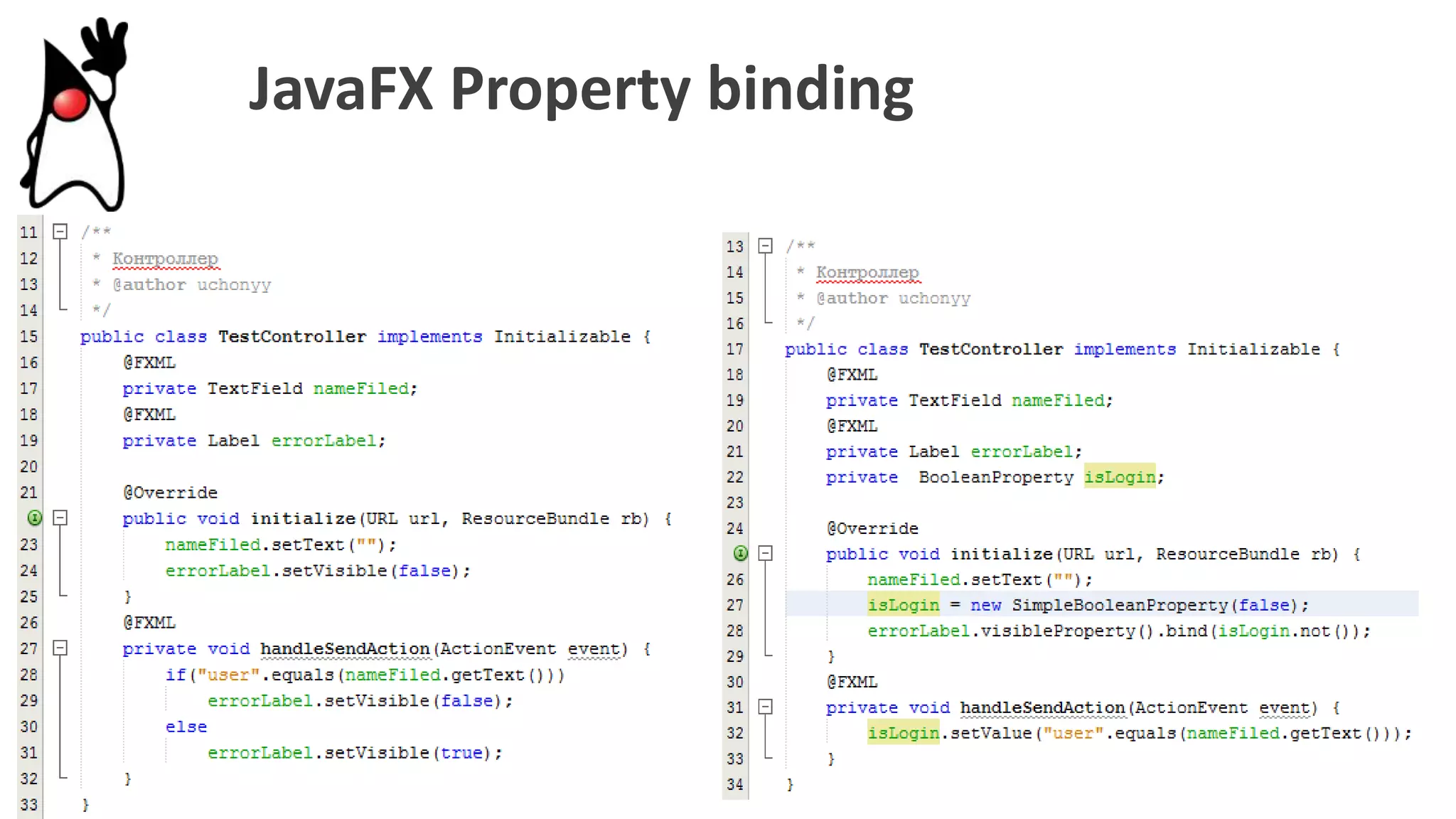 JavaFX Property binding
 