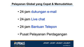 Pelayanan Global yang Cepat & Memudahkan
• 24-jam dukungan e-mail
• 24-jam Live chat
• 24-jam Bantuan Telepon
• Pusat Pelayanan Perdagangan
 