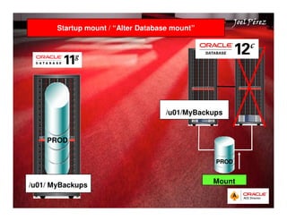 Quick Start Guide 
JJJJooooeeeellll PPPPéééérrrreeeezzzz 
Startup mount / “Alter Database mount” 
PROD 
/u01/ MyBackups 
/u01/MyBackups 
PROD 
Mount 
 