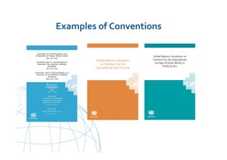 UNCITRAL United Nations Commission on International Trade Law
Examples of Conventions
 