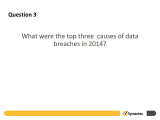 Question 3
What were the top three causes of data
breaches in 2014?
 