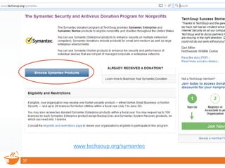 Symantec Donation Program
37
www.techsoup.org/symantec
 