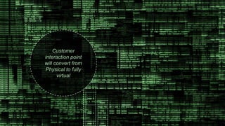 Customer
interaction point
will convert from
Physical to fully
virtual
 