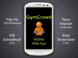 Filip Kik

Taron
Kephart

CEO/President

Chairman

Will
Schoellkopf
CTO

Mobile
Web App

Brad
Shoemaker
CTO

 