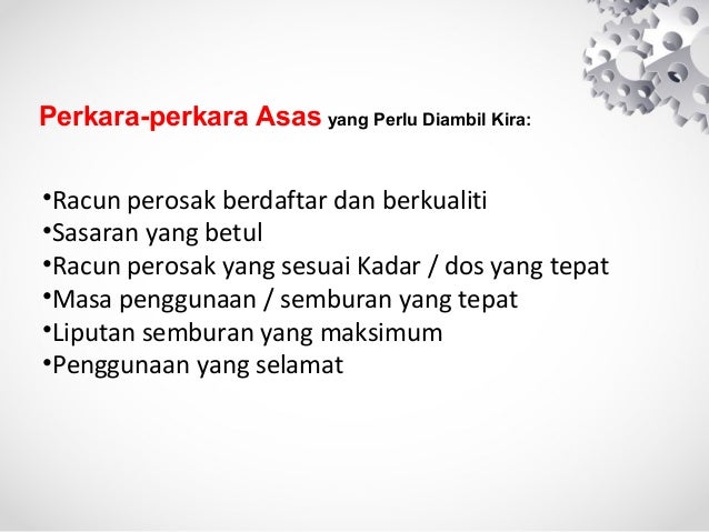 Kelas Cara Pengendalian Racun Perosak
