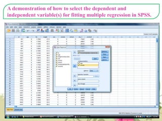 A demonstration of how to select the dependent and
independent variable(s) for fitting multiple regression in SPSS.

 