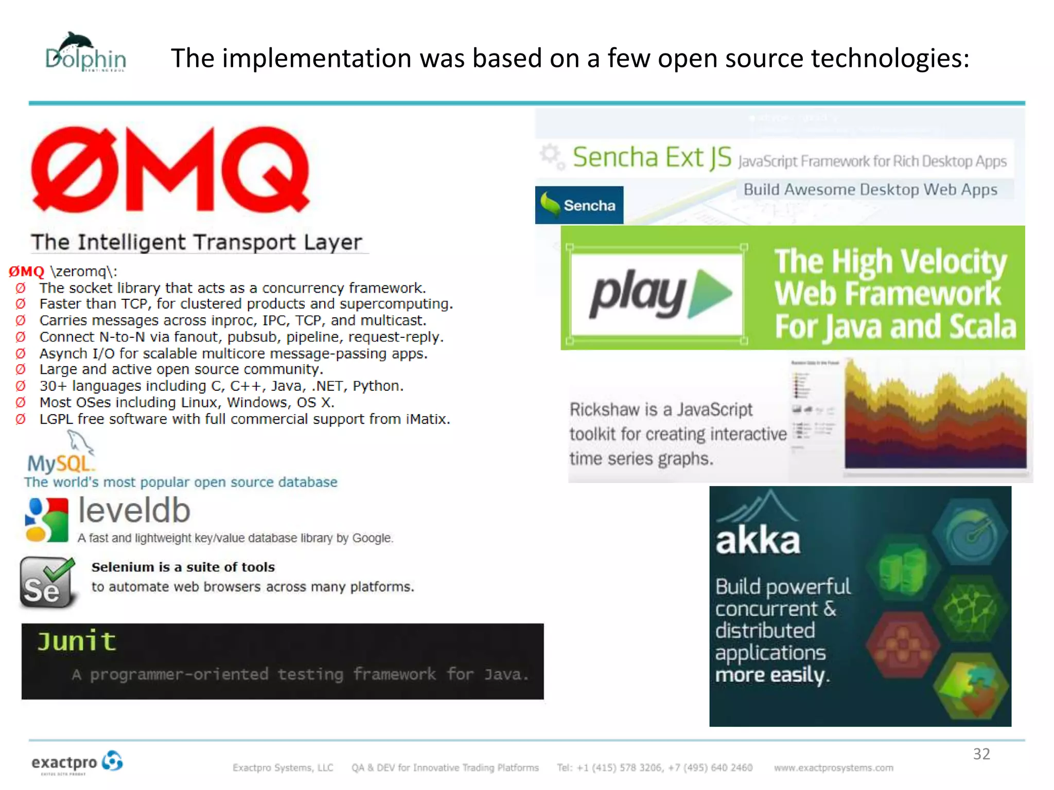 The implementation was based on a few open source technologies:
32
 