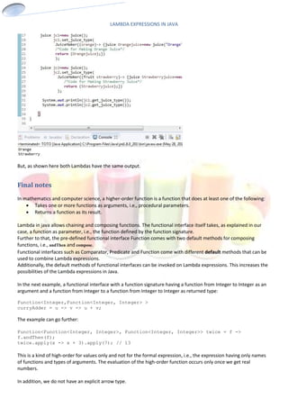 Presentation lambda calculus in java | PDF