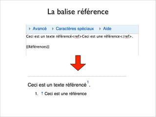 La balise référence
 