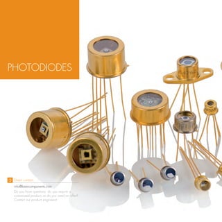 PHOTODIODES




 Direct contact:
 info@lasercomponents.com
 Do you have questions, do you require a
 customized product, or do you need an offer?
 Contact our product engineers!
 