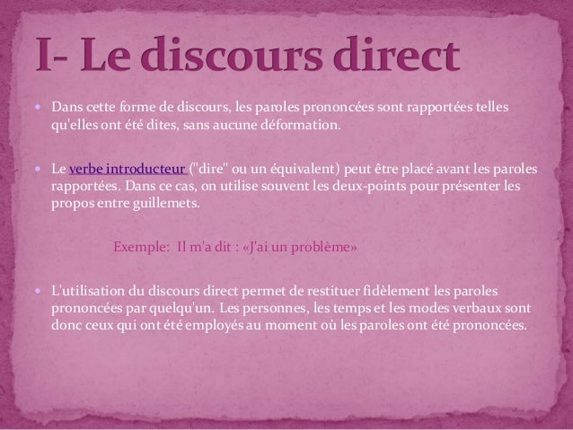 Presentation le discours rapporté