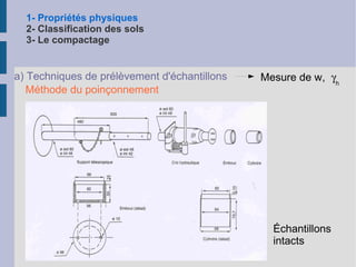 1- Propriétés physiques 2- Classification des sols 3- Le compactage Porosité : a) Relation de volume Permet de caractériser l'importance du V v Mais lors d'une déformation : V v  et V t  varient, n n'est plus adaptée Indice des vides : V s  indéformable 