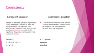 Consistent And Inconsistent In Math Presentation Linear Algebra.pptx easy pp | PPTX