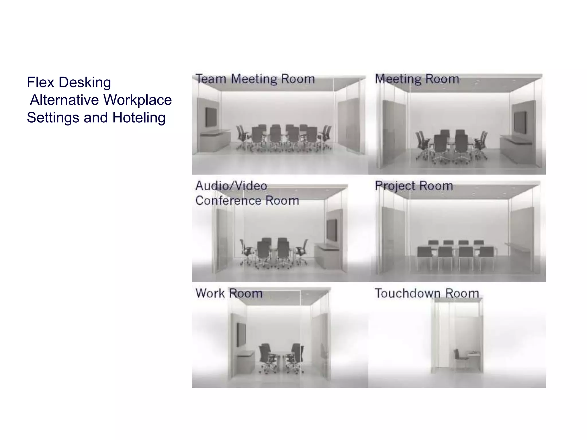 Flex Desking 
Alternative Workplace 
Settings and Hoteling 
 