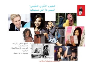 ‫الطبيعي‬ ‫األنثوي‬ ‫المفھوم‬:
‫نستھدفھا‬ ‫التي‬ ‫المجموعة‬‫ھ‬ ‫ھ‬ ‫ي‬ ‫و‬ ‫ج‬
•‫العالمي‬ ‫المنھج‬)،‫األزياء‬
‫السفر‬ ،‫الطعام‬(
•‫لألنشطة‬ ‫الوقت‬ ‫من‬ ‫المزيد‬‫أل‬ ‫و‬ ‫ا‬ ‫ن‬ ‫زي‬ ‫ا‬
‫الترفيھية‬
•‫يريدونه‬ ‫ما‬ ‫يوفر‬ ‫مفھوم‬
La Mère Poulard International S.A.
 