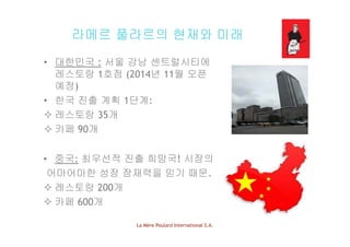 연락처
아시아아시아
Anne Flogny
La Mere Poulard Asia Development DirectorLa Mere Poulard Asia Development Director
〒102-0085 Tokyo-to Chiyoda-ku
Rokubancho 5-5 Iida Bldg 2F
Office: +81 (0)3 6821 0694
Mobile: +81 (0)80 1223 1529
anne flogny@lamerepoulard international comanne.flogny@lamerepoulard-international.com
アンヌ・フローニ
ラ・メール・プラール アジア
アジアデベロップメントディレクター
東京都 番 飯 ビ〒102-0085 東京都千代田区六番町5-5飯田ビル2F
オフィス: 03 6821 0694
携帯電話: 080 1223 1529
유럽/북·남미/호주/중동·북아프리카
Dirk DueckershoffDirk Dueckershoff
Directeur Général Adjoint
LMP International S.A.
6 Rue Kummert
L – 6743 Grevenmacher
Office: +352 267 292 94
Mobile: +352 621 244 956
dirk.dueckershoff@lamerepoulard-international.com
 