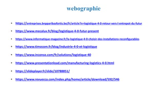  Logistique 4.0 (industrie 4.0)