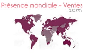 Présence mondiale - Ventes
+ de 130 pays
 