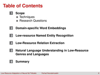 Low Resource Adaptation of Neural NLP Models | PDF