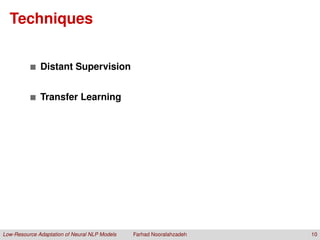 Low Resource Adaptation of Neural NLP Models | PDF