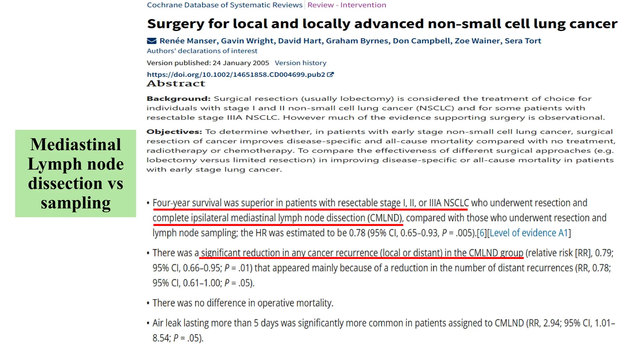 31
Mediastinal
Lymph node
dissection vs
sampling
 