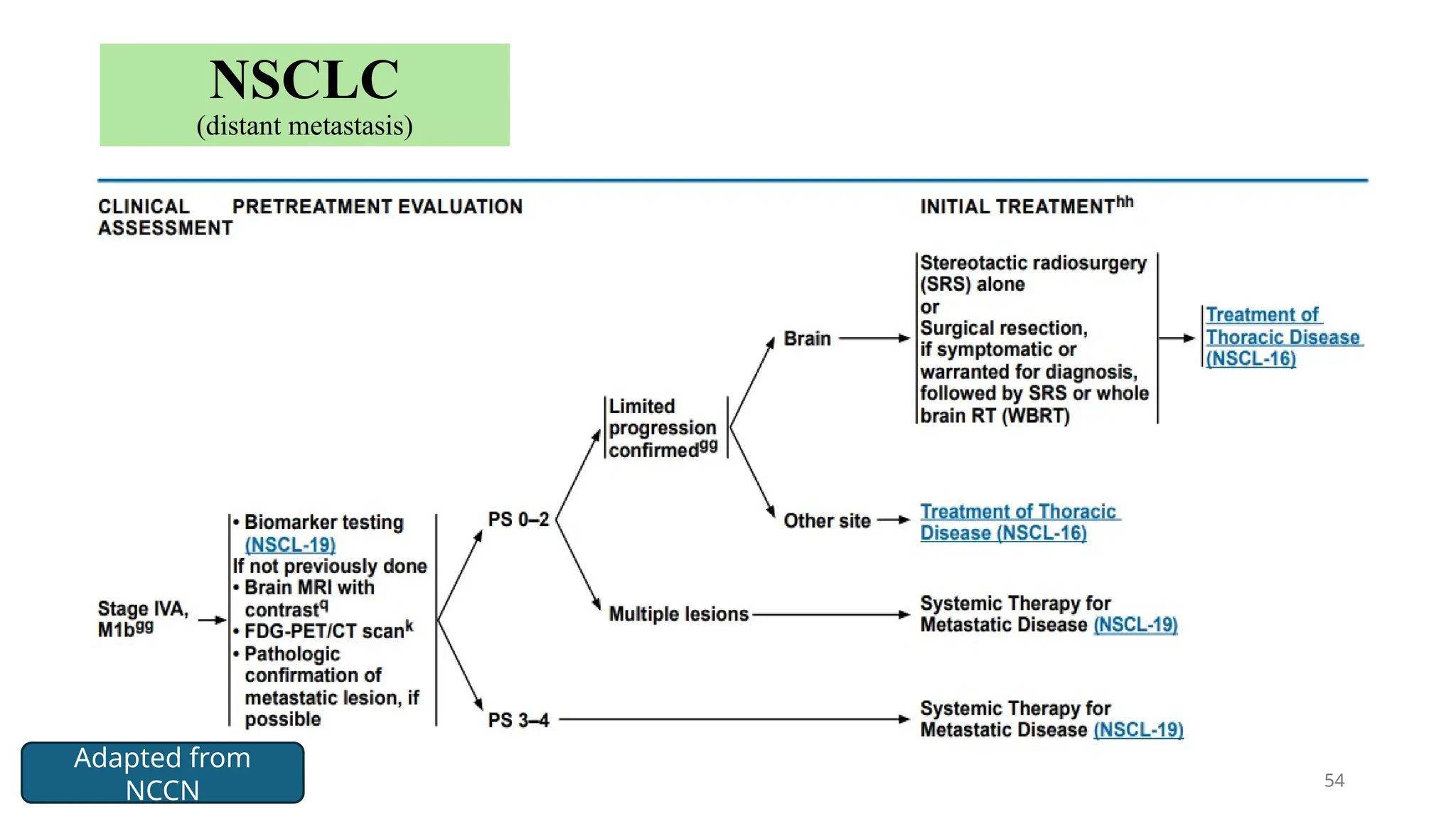 54
NSCLC
(distant metastasis)
Adapted from
NCCN
 